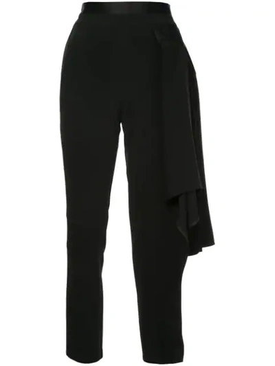 Shop Valery Kovalska Cropped Asymmetric Trousers In Black