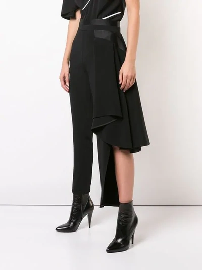 Shop Valery Kovalska Cropped Asymmetric Trousers In Black