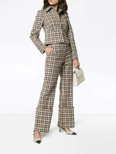 Shop Beaufille Moretti Turned Up Cuff Straight Leg Trousers In Neutrals