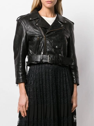 Shop Gucci Cropped Embellished Jacket In Black