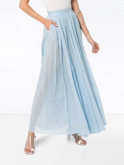 Shop Three Graces Arlene High-waisted Maxi Skirt In Blue