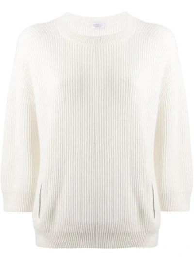 Shop Brunello Cucinelli Zip-detail Sweater In White