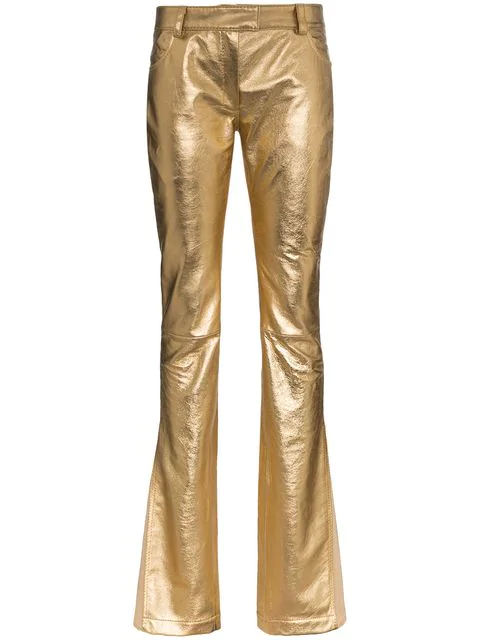 metallic flared trousers