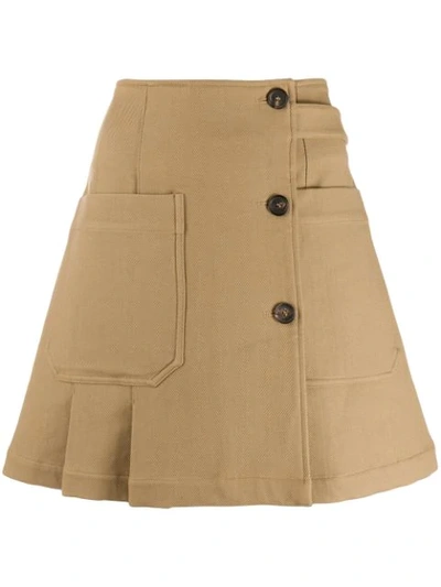 Shop Plan C Twill Skirt In Brown