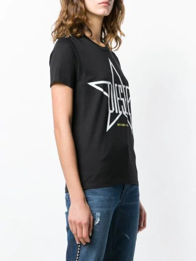 Shop Diesel Logo Star Print T-shirt In Black