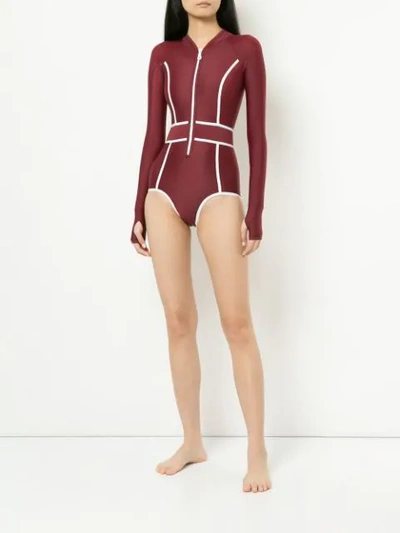 Shop Duskii Contrast Edge One Piece In Red