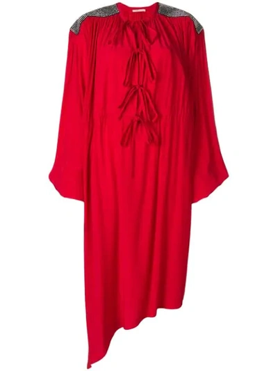 CHRISTOPHER KANE CRYSTAL BOW DRESS - 红色
