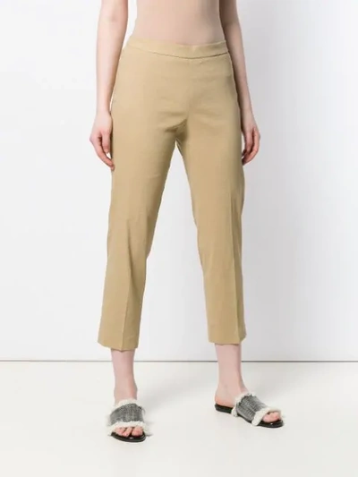 Shop Theory Slim-fit Cropped Trousers In Neutrals