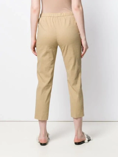 Shop Theory Slim-fit Cropped Trousers In Neutrals