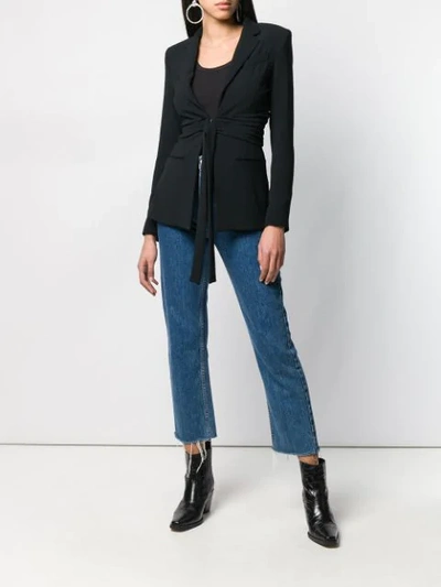 Shop Pinko Tie Waist Blazer In Black