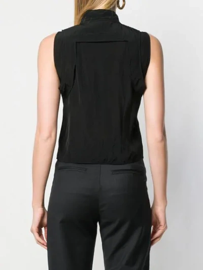 Shop Courrèges Sleeveless Button Down Shirt In Black