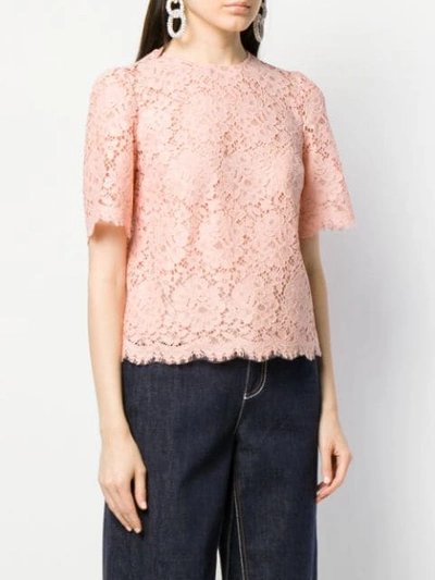 Shop Dolce & Gabbana Scalloped Lace Blouse In F0210