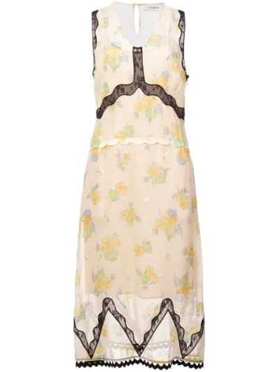 Shop Coach Forest Floral Print Sleeveless Dress In Yellow