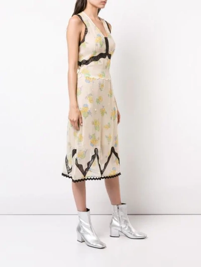 Shop Coach Forest Floral Print Sleeveless Dress In Yellow