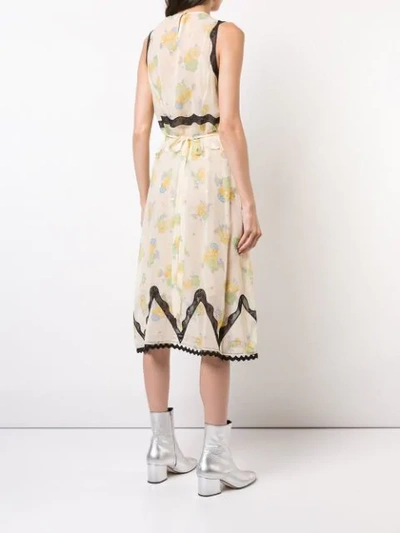 Shop Coach Forest Floral Print Sleeveless Dress In Yellow