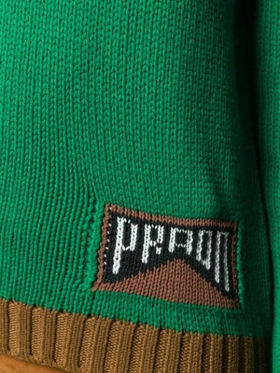 Shop Prada Logo Intarsia Jumper In Green