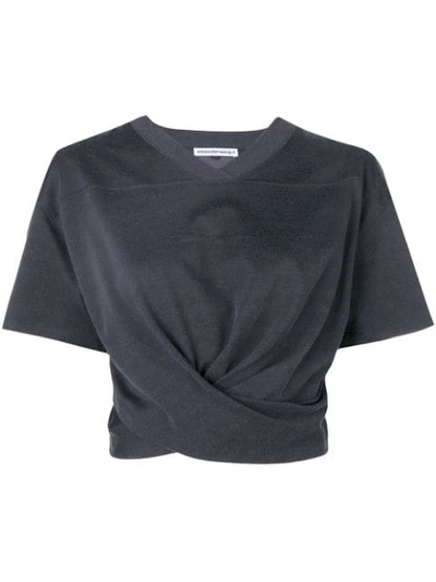 Shop Alexander Wang T Hem Knot Cropped T-shirt In Grey