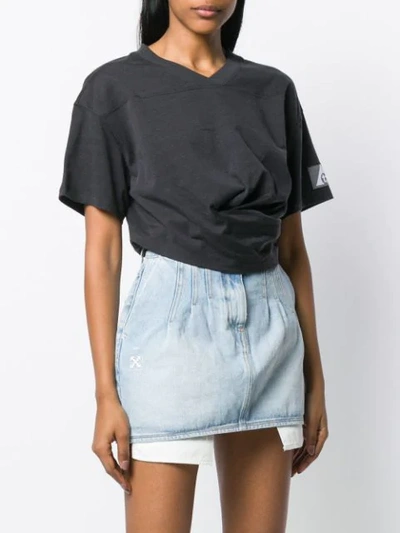 Shop Alexander Wang T Hem Knot Cropped T-shirt In Grey