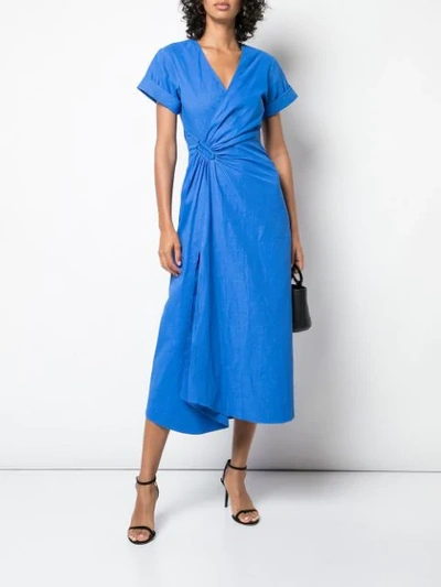 Shop A.l.c Short-sleeve Flared Midi Dress In Adriatic