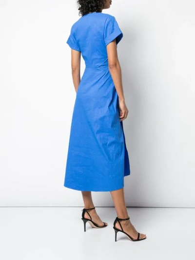 Shop A.l.c Short-sleeve Flared Midi Dress In Adriatic