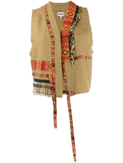 Shop Giacobino Embroidered Cropped Waistcoat - Brown