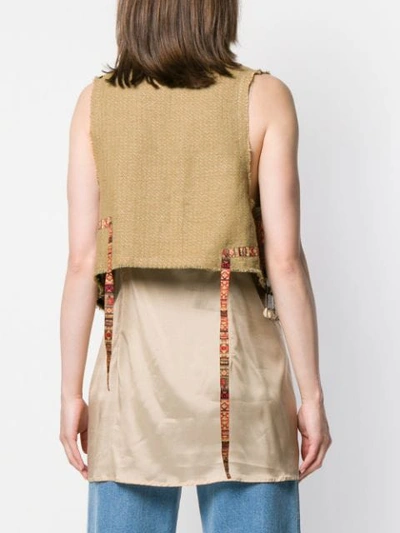Shop Giacobino Embroidered Cropped Waistcoat - Brown