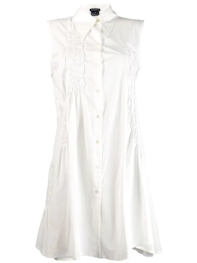 Shop Ann Demeulemeester Long Shirt With Side-ruches In White