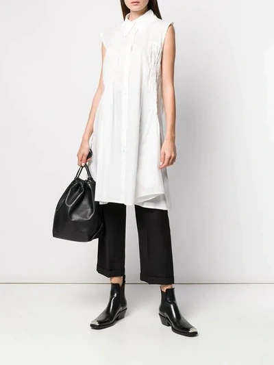 ANN DEMEULEMEESTER LONG SHIRT WITH SIDE-RUCHES - 白色