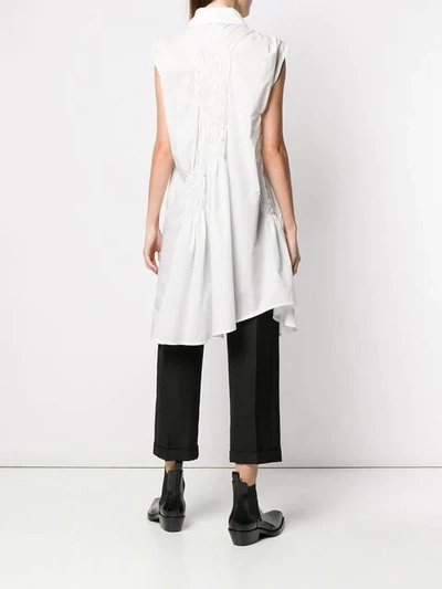 Shop Ann Demeulemeester Long Shirt With Side-ruches In White