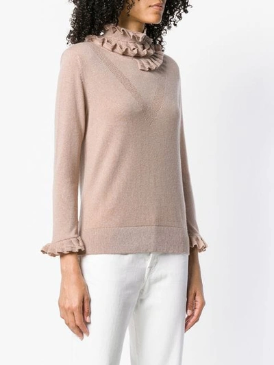 Shop Barrie Flying Lace Cashmere Turtleneck Pullover In Pink