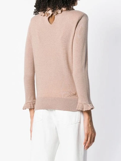 Shop Barrie Flying Lace Cashmere Turtleneck Pullover In Pink