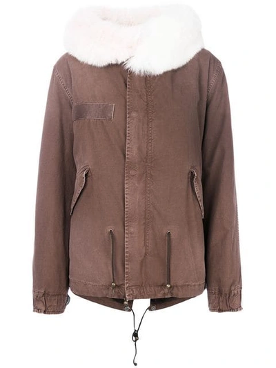 Shop Mr & Mrs Italy Trimmed Hood Short Parka In Brown