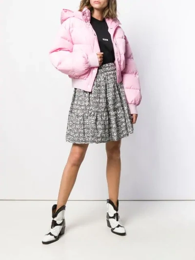 Shop Msgm Cropped Puffer Jacket In Pink