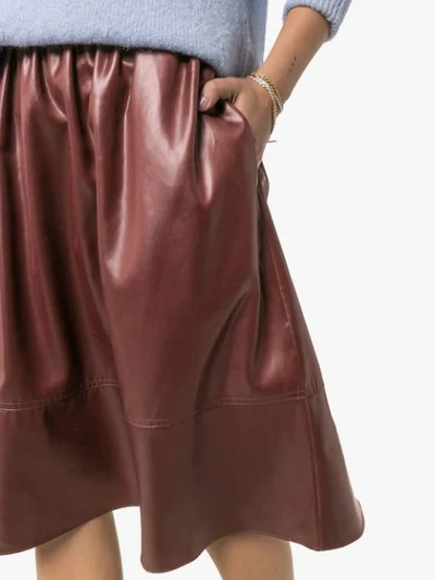Shop Tibi Liquid Drape Midi Skirt In Red