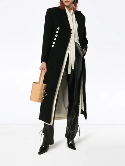 Shop Materiel Double-breasted Buttoned Long Coat In Black