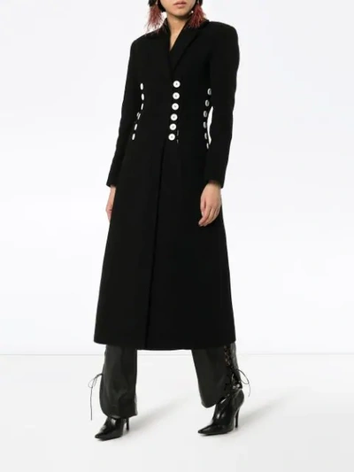 Shop Materiel Double-breasted Buttoned Long Coat In Black