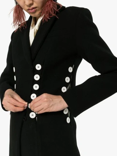Shop Materiel Double-breasted Buttoned Long Coat In Black