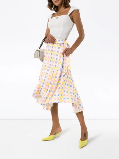 Shop Paper London Check Wrap Midi-skirt In Multicolour