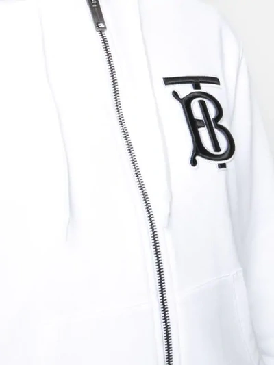 Shop Burberry Tb Monogram Hoodie In White