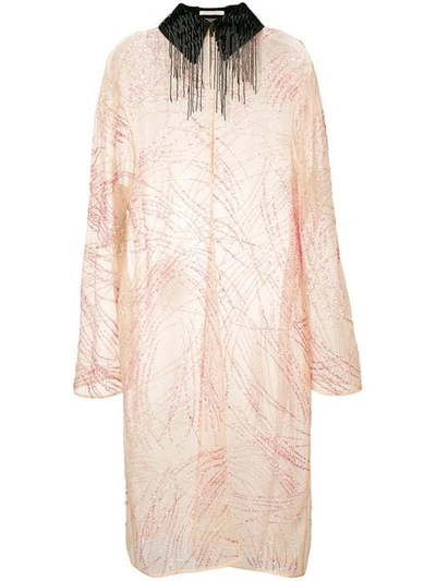 Shop Christopher Kane Sequin Embroidered Coat In Pink