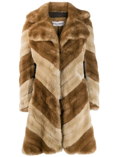 Pre-owned Dolce & Gabbana '1990s Faux Fur Coat In Neutrals
