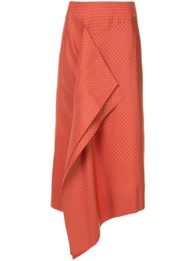 Shop Irene Gingham-print Asymmetric Skirt In Multicolour