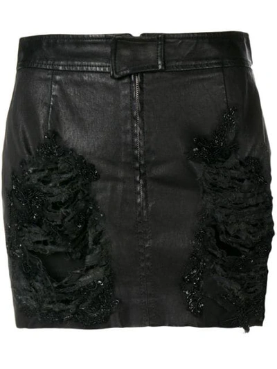 Shop Almaz Distressed Mini Skirt In Black