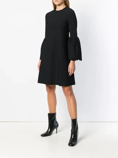 Shop Valentino Bell Sleeved Aline Dress In Black