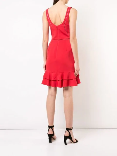 Shop Jonathan Simkhai Ruffle-trim Flared Dress In Red