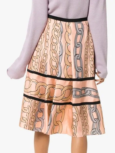 Shop Marni Chain Print Midi Skirt In Pink