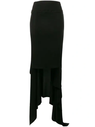 Shop Yohji Yamamoto Asymmetric Draped Skirt In Black