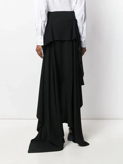Shop Yohji Yamamoto Asymmetric Draped Skirt In Black