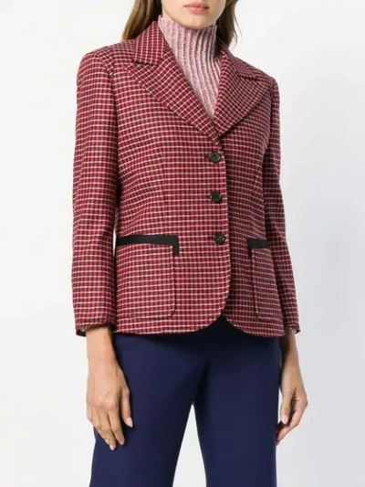 Shop Chloé Plaid Single-breasted Blazer In Red