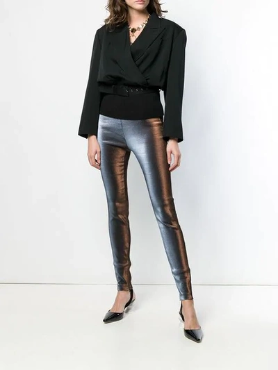 Pre-owned Jean Paul Gaultier Vintage 1993 Shine Effect Leggings In Blue